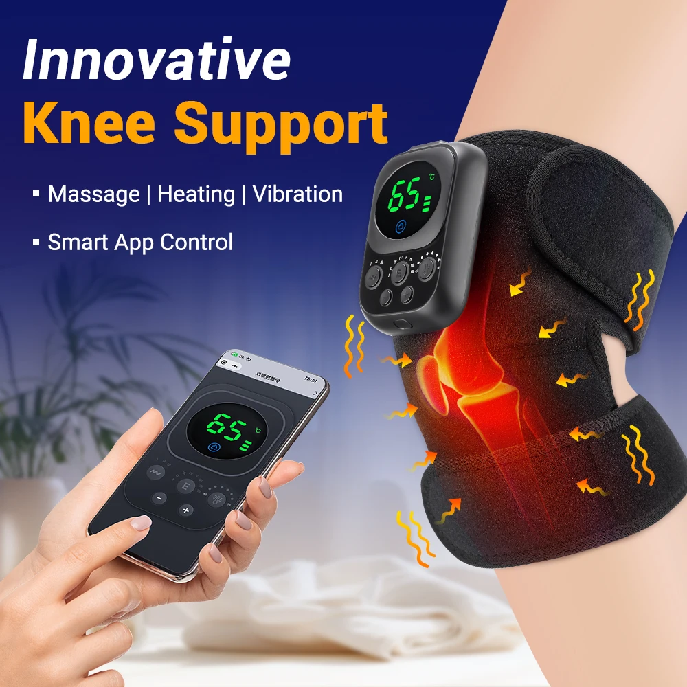 Electric Heating Knee Massage Belt Far Infrared Joint Physiotherapy Vibrator Knee Warm Support Brace Pad Arthritis Pain Relief