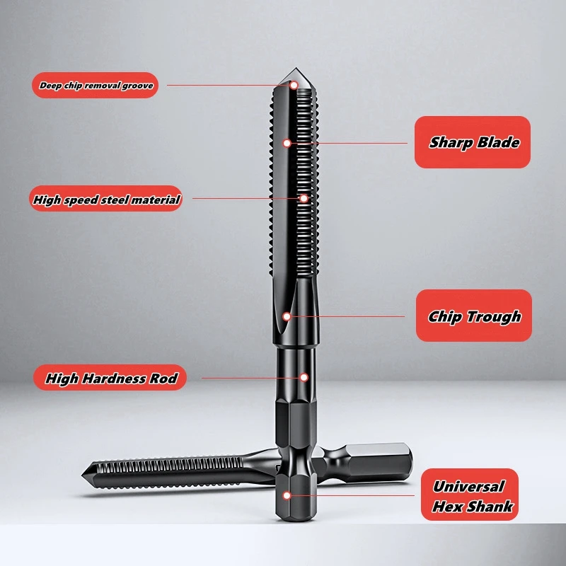 HSS Tap Drill Bit Hex Shank Thread Metric Tap Screw Taps Tool Threaded Bit Screw Machine Compound Tap Threading Accessories