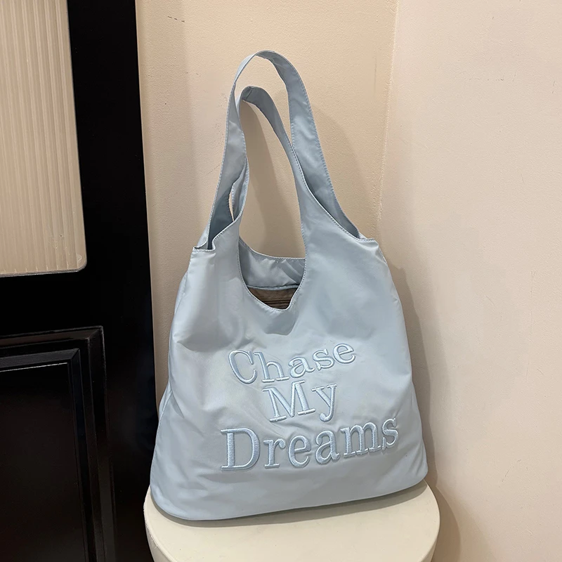 

Модные повседневные сумки-тоут из микрофибры однотонного цвета с буквенным принтом и застежкой, в корейском стиле, простые и универсальные, весна-лето 2026, новые модные сумки через плечо