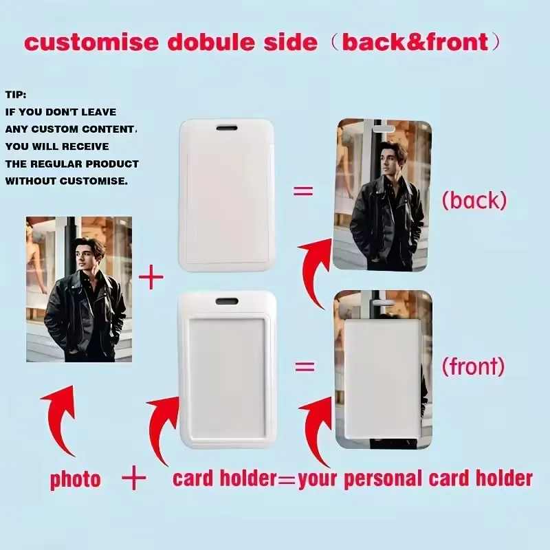 Customize Photo Business ID Name Card Holder Case Credit Card Covers With Lanyard And Keyring Work Badge Student Bus Card Sleeve