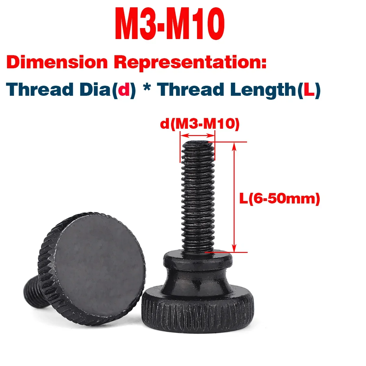 

Black Zinc Plated High Knurled Big Step Adjusting Screw M3-m10