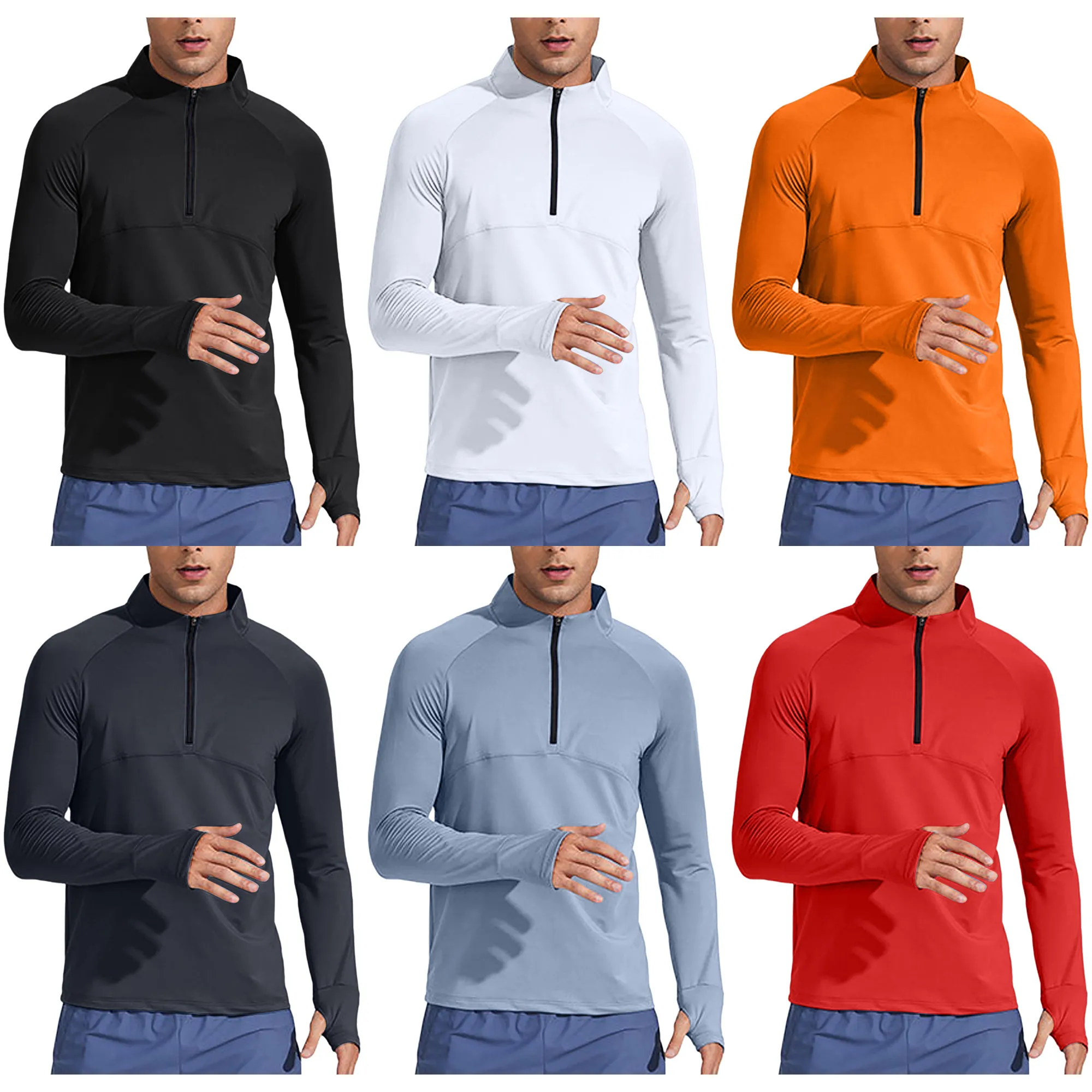 

Men's Lightweight Quick-Dry Zip Up Shirt Long Sleeve Thumbhole Pullover for Golf Workout XS-4XL