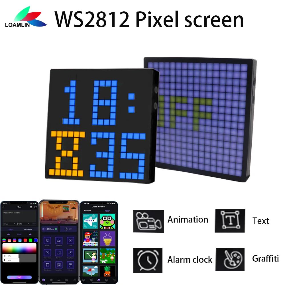 WS2812 RGB Art Programmable Smart led strip WS2812B LED Pixels Display Panel Light 32X32 16X16 Digital Module Matrix Screen DC5V