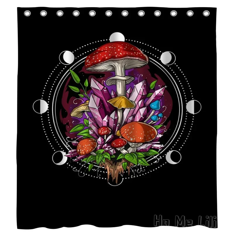 Trippy Magic Trip Hippies Nature Enthusiasts Psilocybin Mushroom Black Background Shower Curtain By Ho Me Lili Bathroom Decor