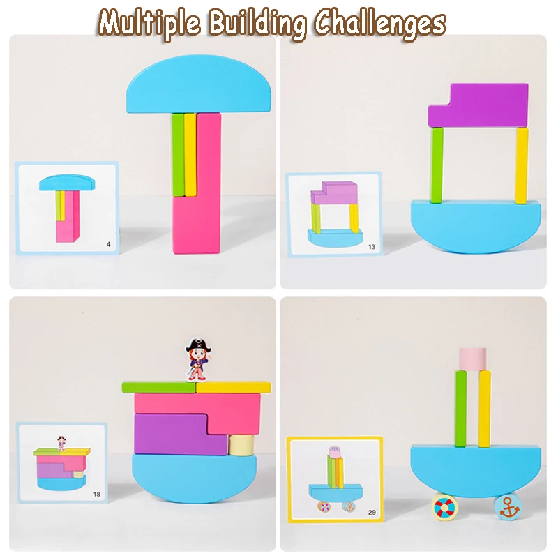 子供木製ブランスブロックスタッキングゲームモンテッソーリ論理的思考空間チャレンジ楽しいスタックタワーマッチング脳教育玩具