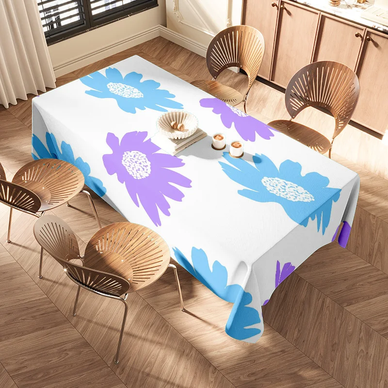 Modern Floral Tablecloth Bright Vibrant Table Cover for Home Decor Waterproof Spill-Resistant Rectangular Dining Sheets