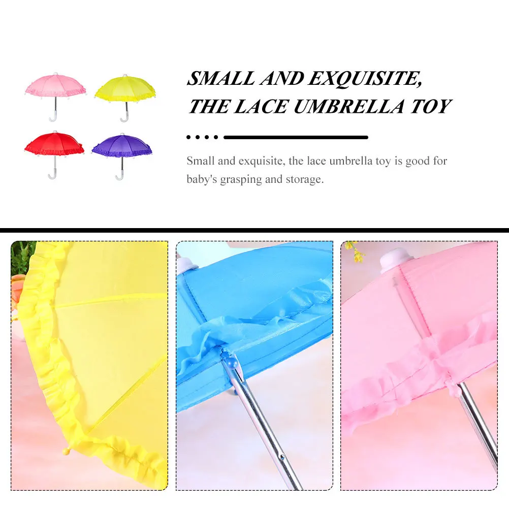 

4Pcs Lace Umbrella Mini Decorative Kids Accessories for Photography Grasping Color Recognition Cognitive Development Play Props