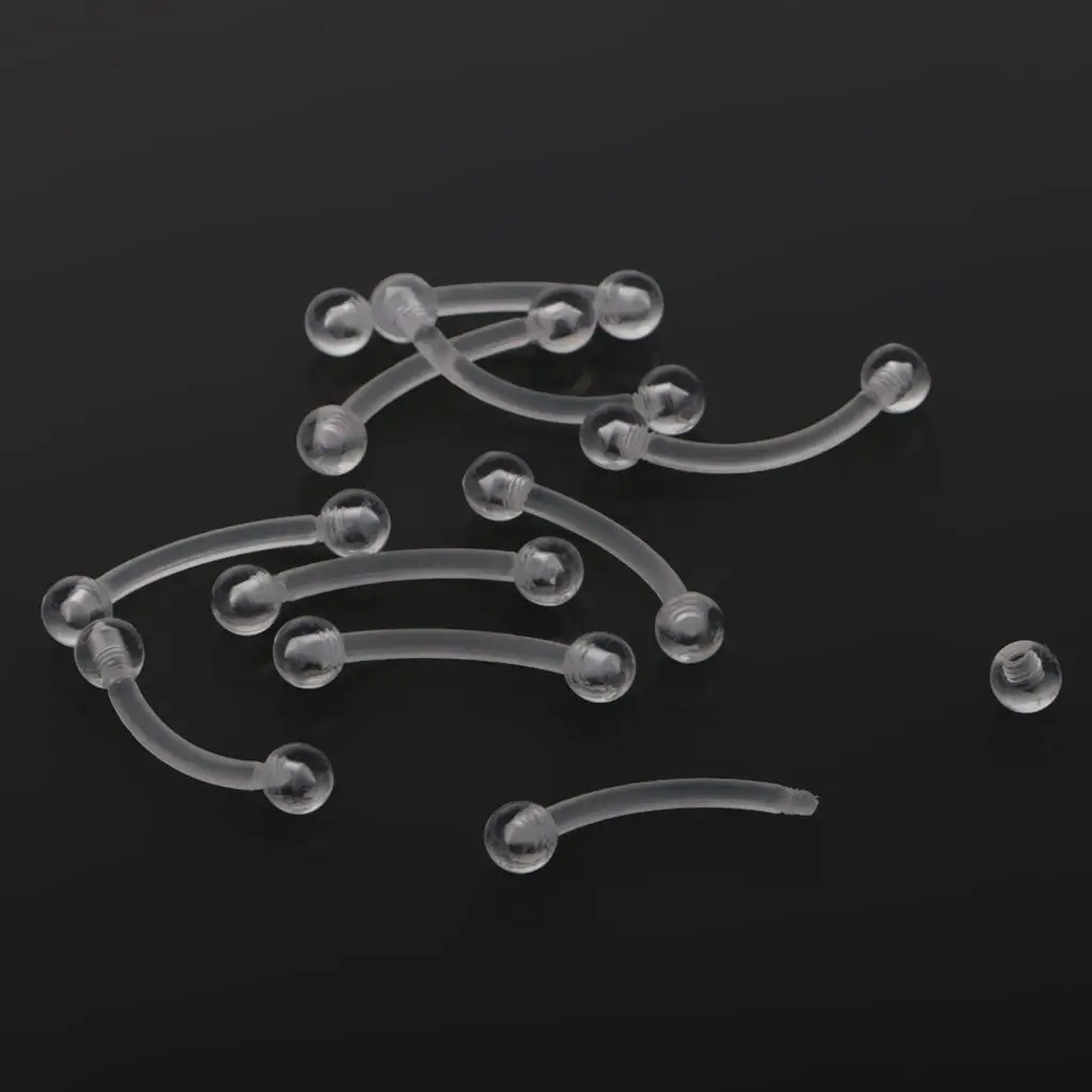 Hypoallergenic Acrylic Eyebrow Studs Rings 18 Gauge Body Piercing Jewelry Ear Lip Labret Stud Kit for Piercing Lovers