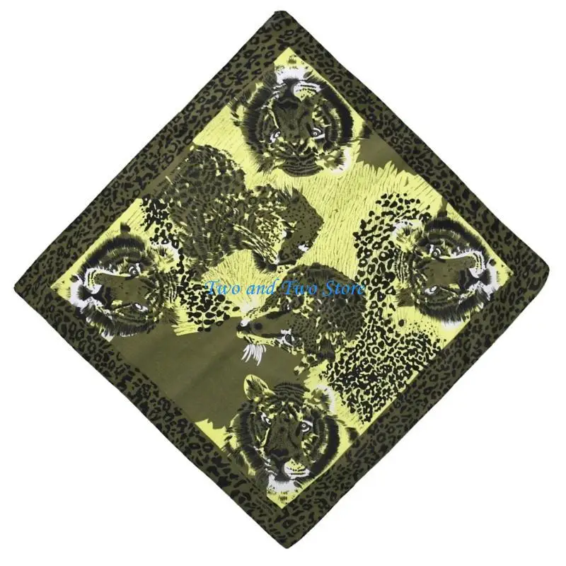 

HX6F Leopards Print Headscarf Fashionable Women Handkerchief Trendy Headbands for Casual Wear