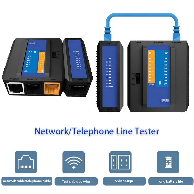 

Многофункциональный тестер кабеля RJ45, тестер сетевого кабеля, телефонной линии, адаптер переключателя RJ45, порт 3-RJ45, + 1 поддержка портов RJ11, 8P/6P/4P