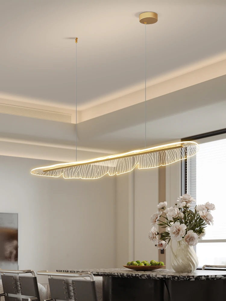 2023 New Feather Glow Gold Simple Modern LED Chandelier Lighting for Living Room Hotel Lobby Ceiling Lamp