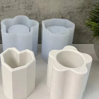 DIY 매화 모양 하트 펜꽂이 실리콘 몰드, UV 시멘트 화분, 석고 몰드 보석 보관함, 에폭시 송진 몰드