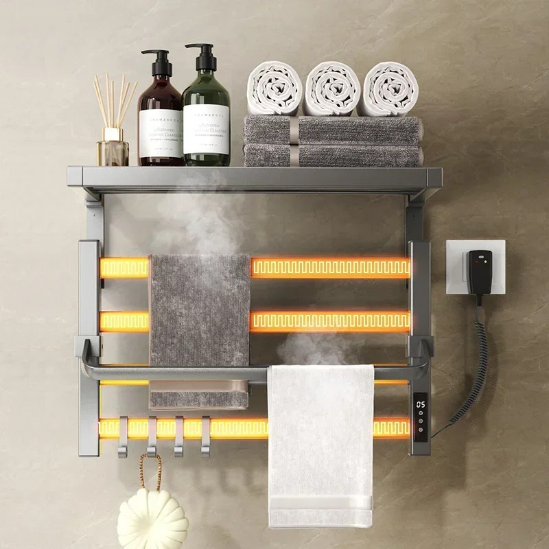 

Smart Electric Towel Dryer - Bathroom Towel Shelf with Perforated Carbon Fiber Towel Heating High Efficiency Drying Rack Hot