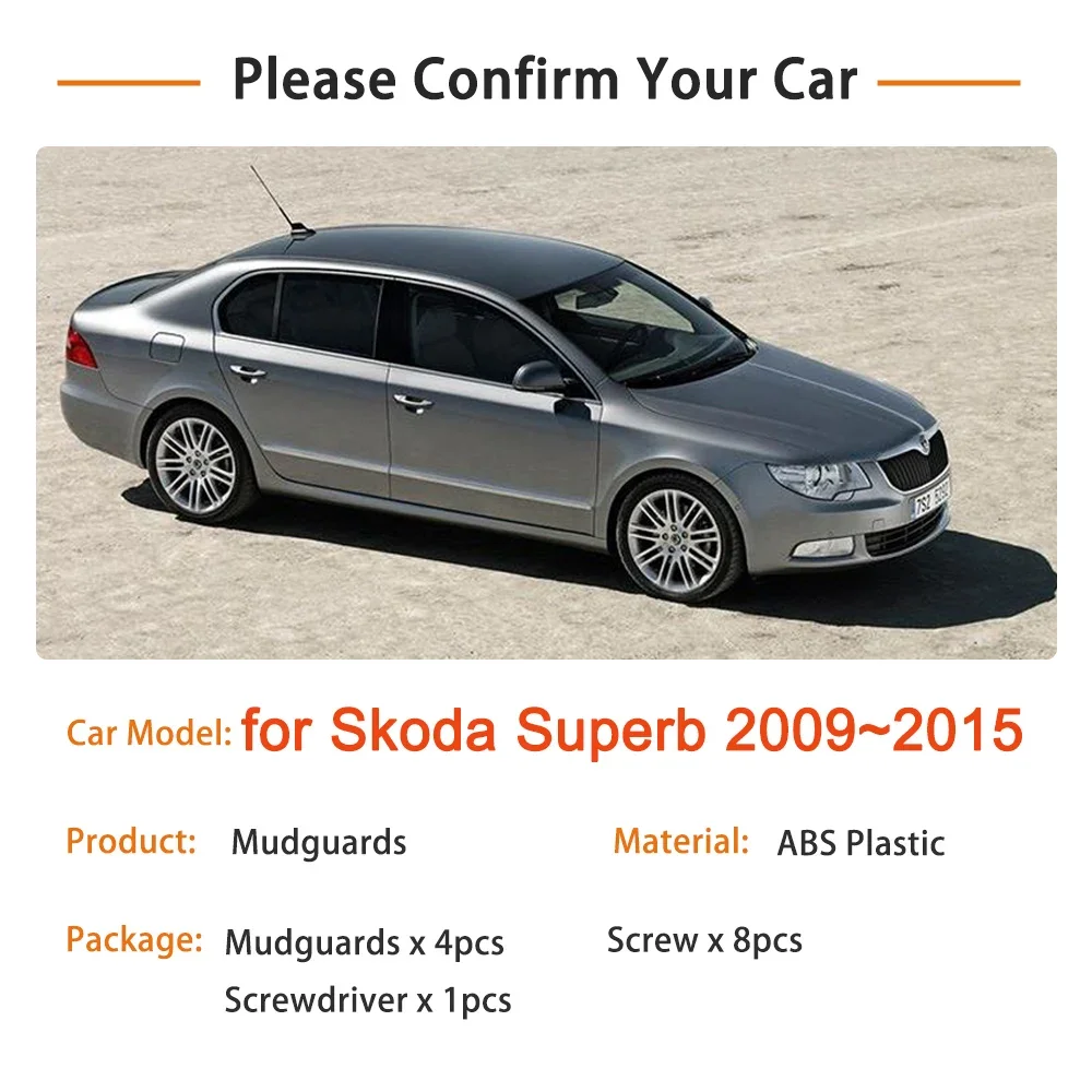 For Skoda Superb 2 MK2 B6 3T 2009 2010 2011 2012 2013 2014 2015 Accessories MudFlaps 4x Mudguards Splash Front Rear Wheel Fender