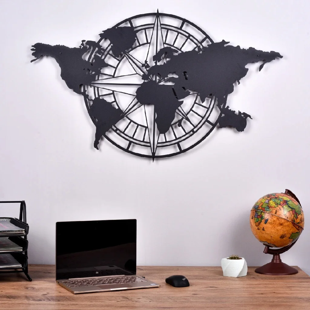 World Compass Metal Table Wall Art Metal laser cutting