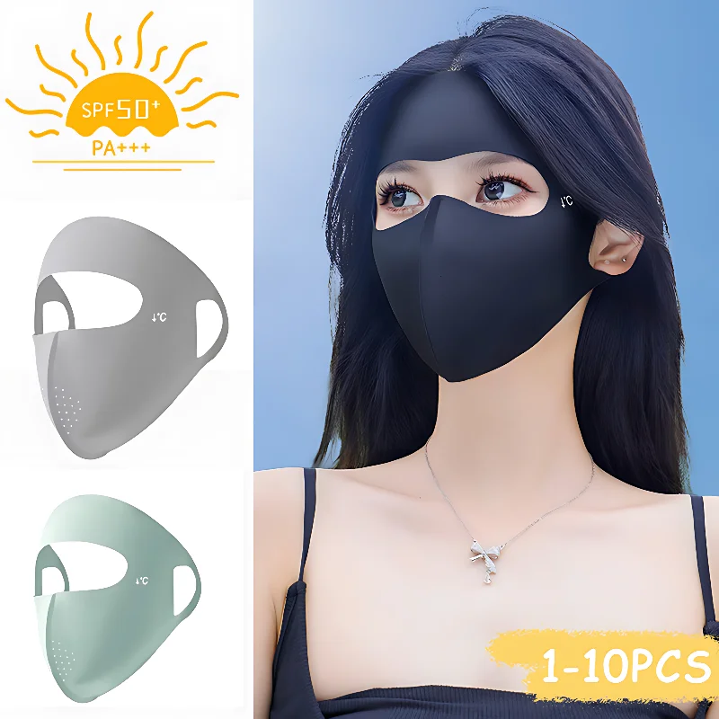 

1-10 шт. 2025 летняя полнолицевая маска с УФ-защитой от солнца для мужчин и женщин, для путешествий на открытом воздухе, велоспорта, пляжа, эластичная дышащая крышка для лица