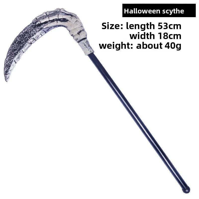 Halloween Prop Death Scythe Simulation Tool Double-Sided Axe Skull Triple Fork Masquerade Performance Cosplay Accessory