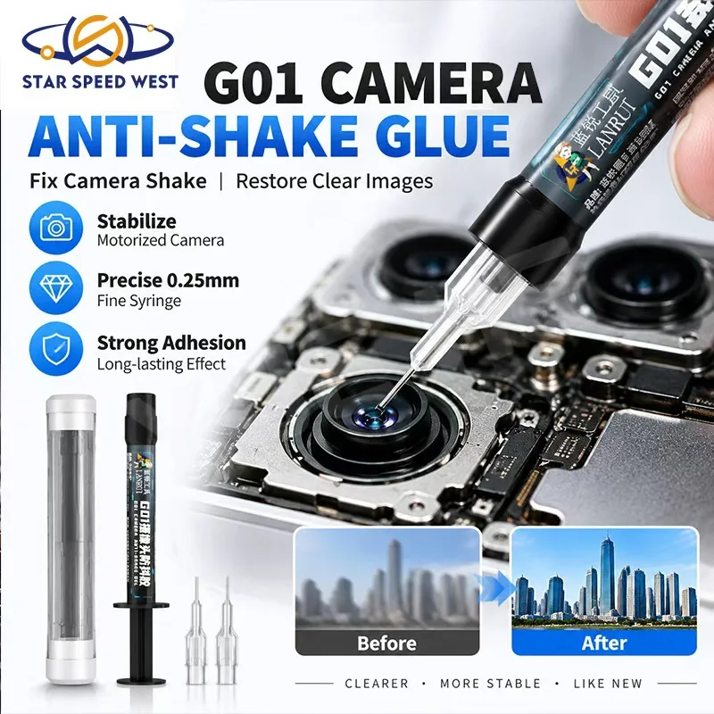 LANRUI G01 Camera Anti Shake Glue 1.5ML with Needle Vibration Reduction Fluid for Mobile Phone Camera Repair Glue Tools