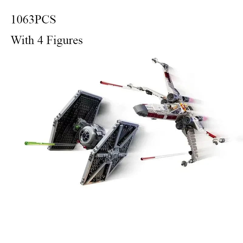 1063PCS Technical TIE Fighter & X-wing Mash-up Building Blocks With 4 Figures Assemble Bricks Set Toys Gift For Children Kids