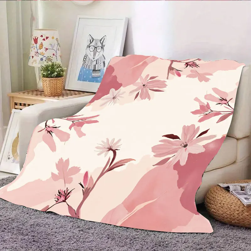 1 قطعة بطانية الفانيلا أنيقة الوردي الأزهار رمي بطانية لديكور غرفة المعيشة المريحة #4