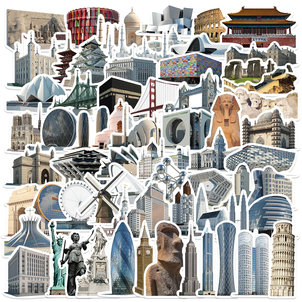 World Famous City Stickers Architecture Travel Scenery DIY Toy Gift Graffiti for Phone Luggage Laptop Scrapbook Waterproof Decal