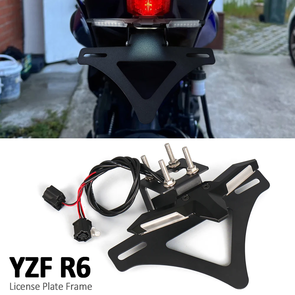 

Motorcycle License Plate Light LED CNC Aluminum Waterproof Rear Tail License Plate For YAMAHA YZF R6 YZFR6 YZF-R6 2015-2025