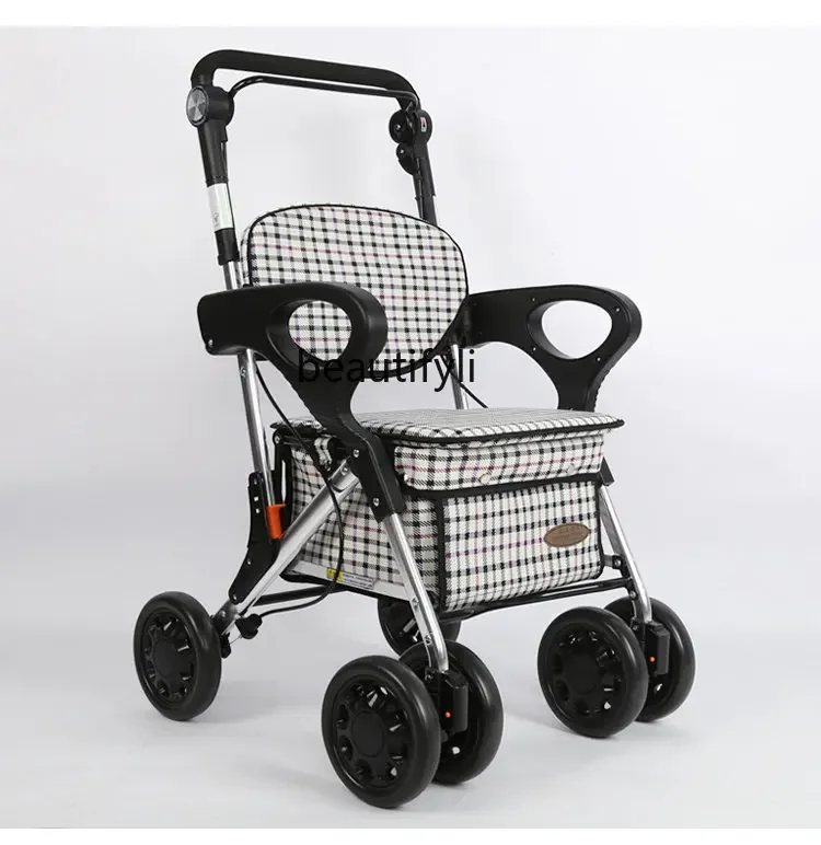 yj Elderly Aluminum Alloy Shopping Cart Foldable and Portable Portable Trolley Walker