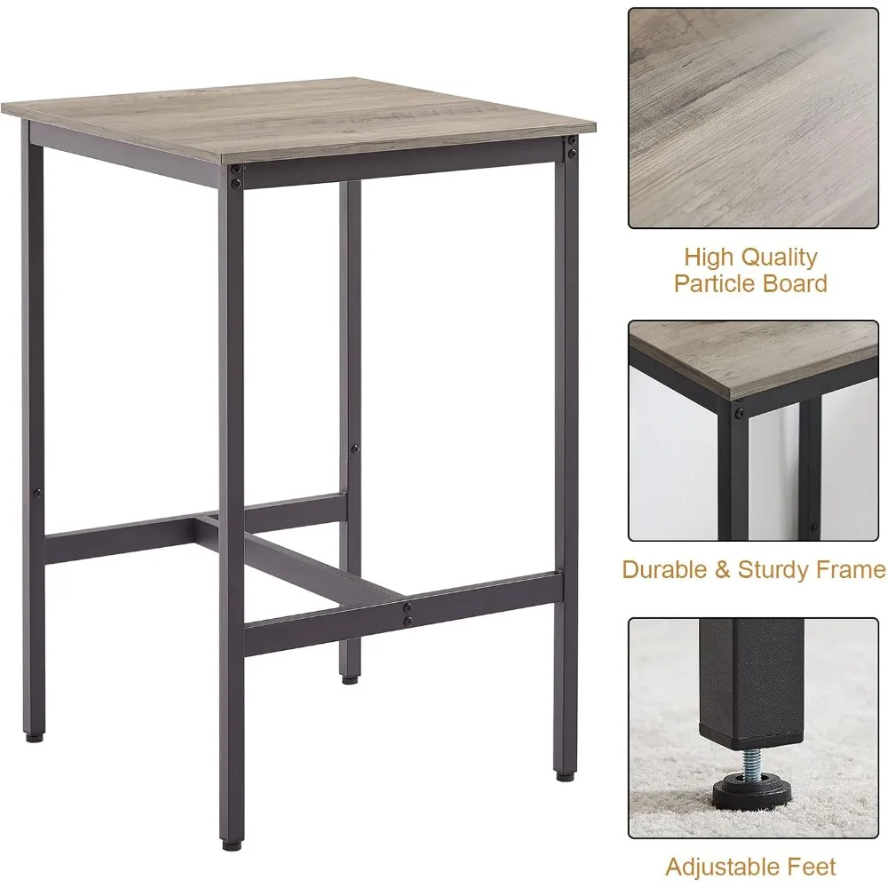 3-Piece Small Square Pub Table and Upholstered Stools Set for 2, Ideal for Bistro or Counter Height Dining