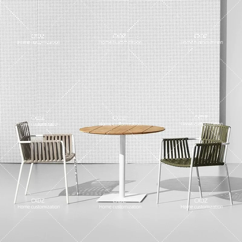 Outdoor Rattan Dining Set Waterproof Sunproof Patio Furniture for Balcony Courtyard Cafe Simple Casual Table and Chairs