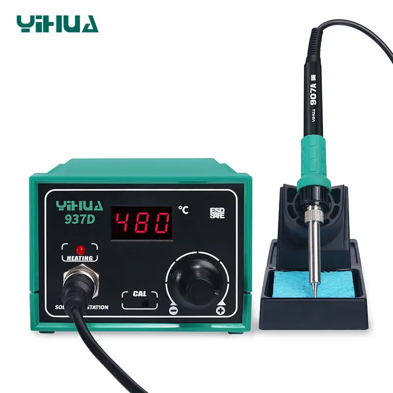 

YIHUA 937D High Quality 110V/220V 45W Temperature Control Digital Soldering Station Rework Stations Pluggable Hot Air Gun