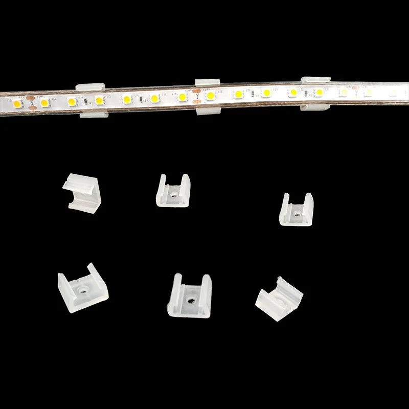 20 peças conector de clipes de fixação de tira de led para fixação de luz neon 2835 220v cob fivela de plástico acessórios flexíveis 8/10/12/14/17/20mm