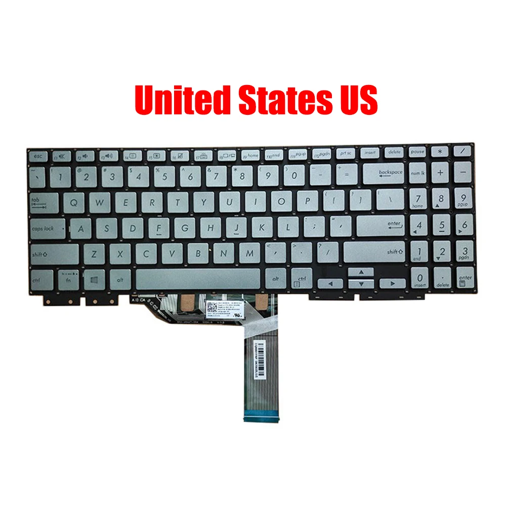 

Laptop Keyboard For ASUS UX562FA UX562FAC UX562IA UX562IQ UX562UG Silver With Backlit United States US