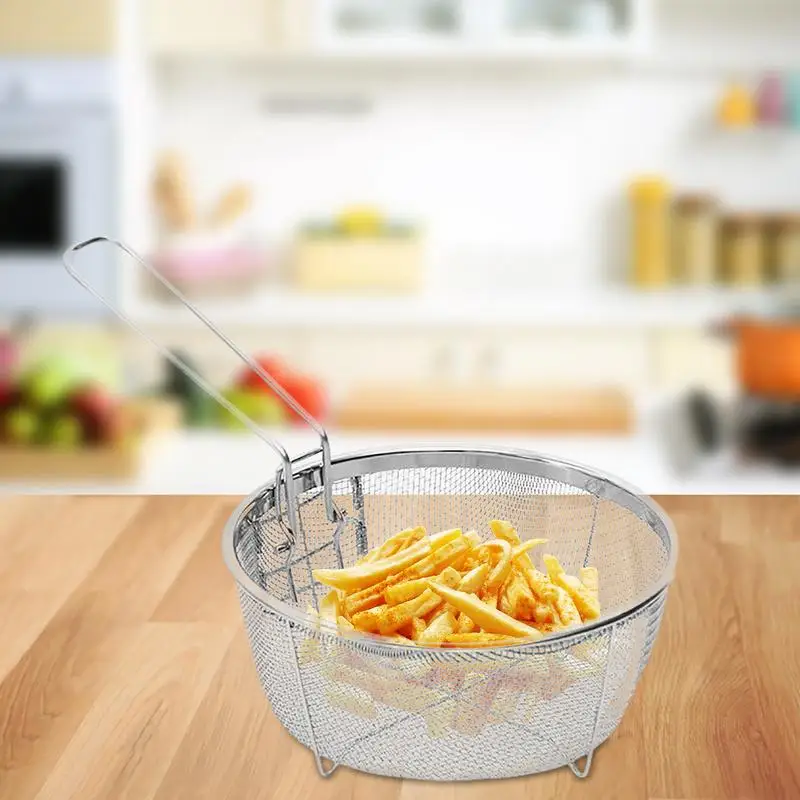 

Stainless Steel Fry Baskets With Handle Strainer Stainless Steel Blanching Basket Deep Fryer Skimmer Home Accessories