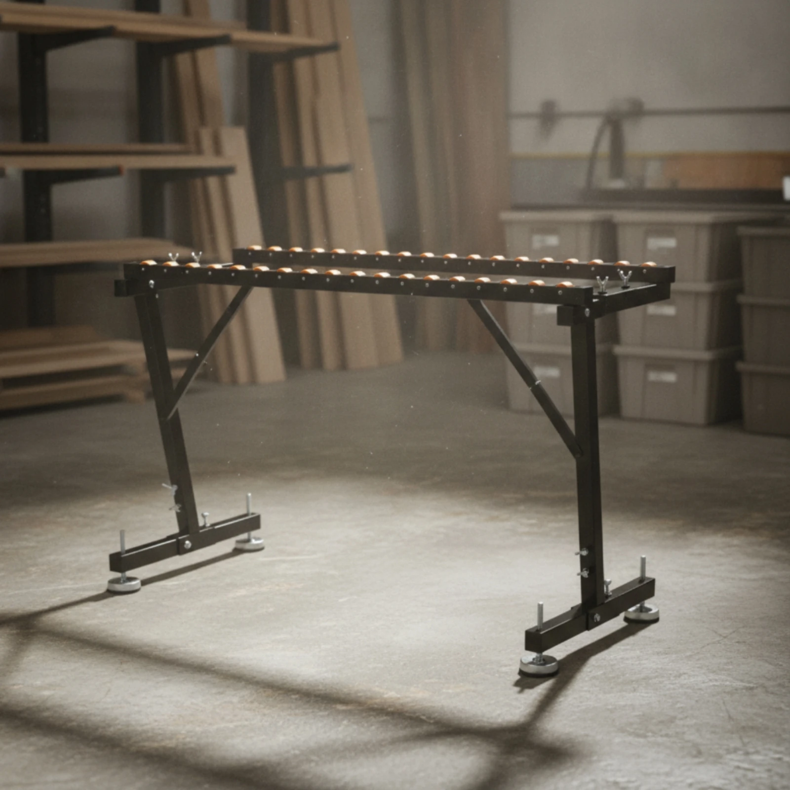 Support à roulettes pliable robuste avec pieds de nivellement pour sortie de scie à table, pour le travail du bois