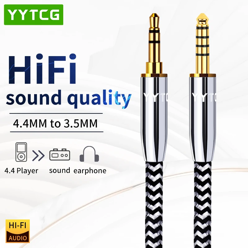 

YYTCG HIFI Copper 4.4mm Balance to 3.5 mm aux jack input Balanced Audio Adapter Cable Male to Male for car zx300 NW WM1Z A ifi