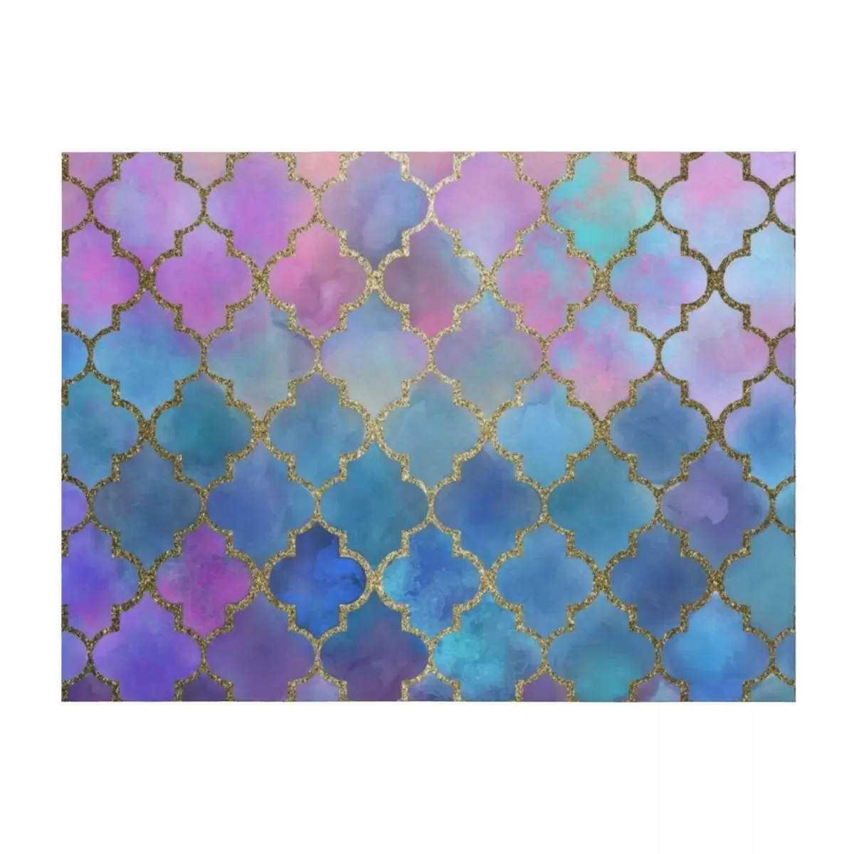 

Colorful Watercolor Moroccan Pattern - gold Throw Blanket Soft Plaid Multi-Purpose Plush Warm Blankets