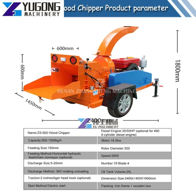 YG Forestry Mobile Wood Chipper Shredder Branch Wood Chip Crusher Machine Wood Chipper for Mulcher