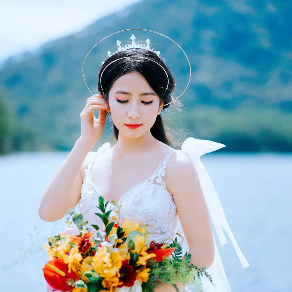 

6Pcs Metal Hairbands Crown Headband DIY Headdress Wedding Party Hair Decoration Angel , Headdress Metal Hair Hoops