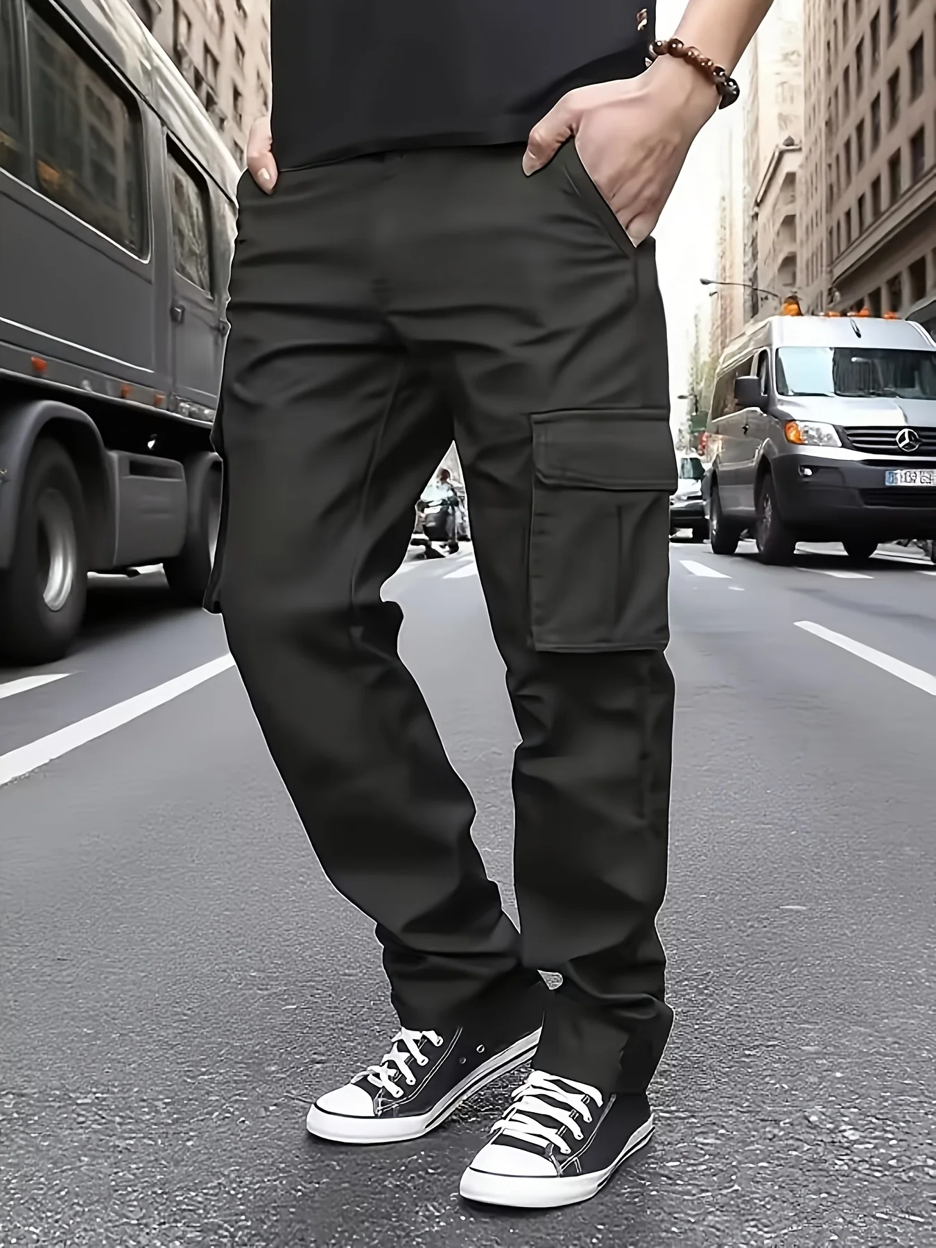 سراويل رياضية غير رسمية للرجال أوروبية لعام 2025 مع رباط عند الخصر والركض والمشي لمسافات طويلة وحزام خصر فضفاض وجيب #5