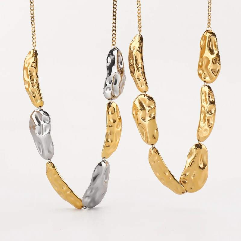 Unregelmäßige Plissee Anhänger Edelstahl Frauen Personalisierte Mode Geometrische Schlüsselbein Kette Halsketten Charme Schmuck – Detail 2