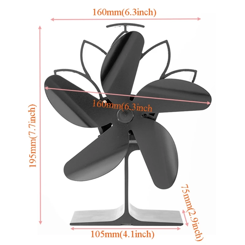 مروحة موقد تعمل بالموقد الخشبي الذي يعمل بالموقد التلقائي على موقد حرق مع مقياس حرارة #6