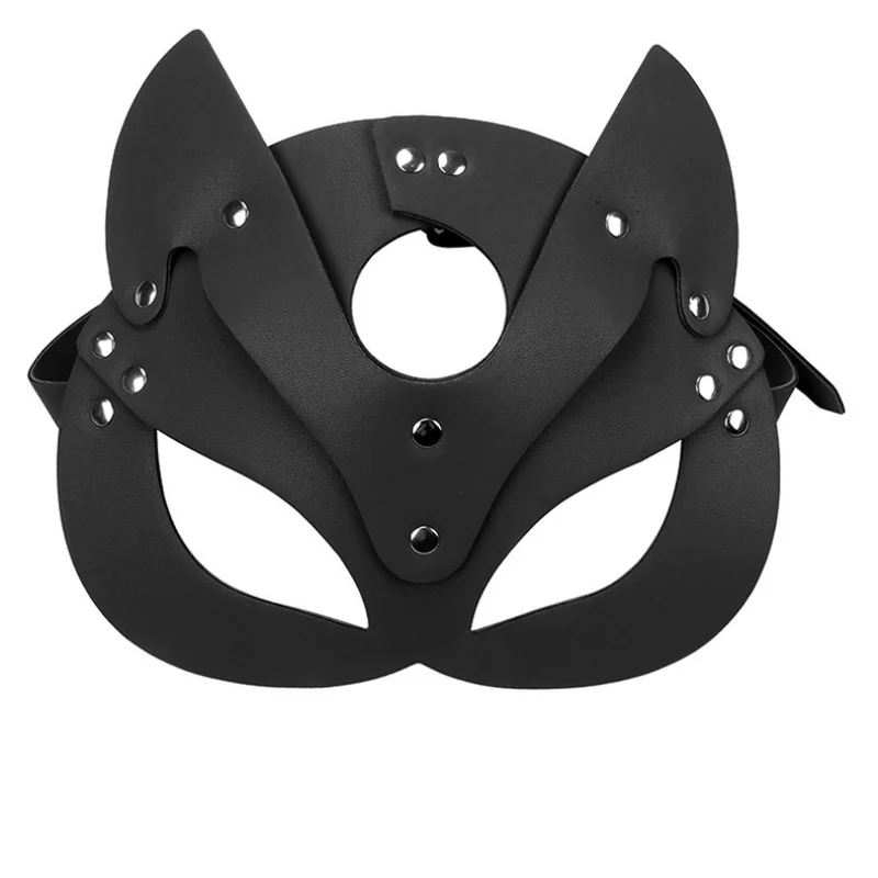 Kobiety Cosplay Sex Toy of Leather Fox Half Cat Mask Metal Anus Butt Plug Tail Anal Plug for Sexy Adult Mask Game Exotic Accessory