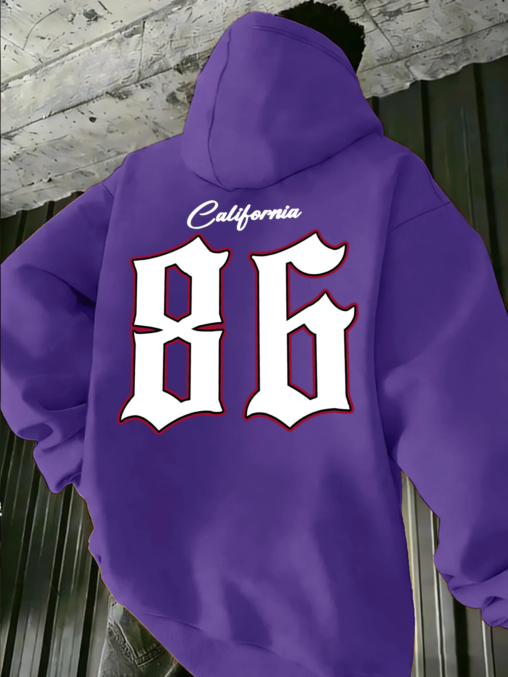 

Мужская толстовка-худи с узором California Number 86, повседневная флисовая кофта в стиле хип-хоп, с круглым вырезом, длинным рукавом, теплая, свободного кроя, осенняя одежда