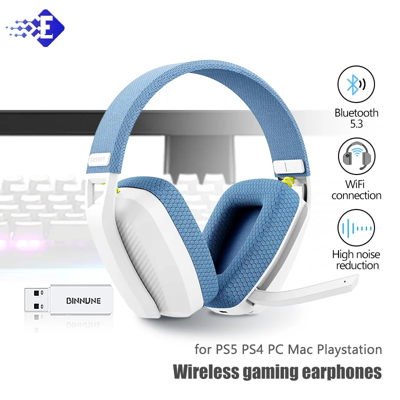 

BW06 Беспроводная игровая гарнитура 2,4 ГГц с микрофоном для PS5 PS4 PC Mac Bluetooth игровая гарнитура с микрофоном
