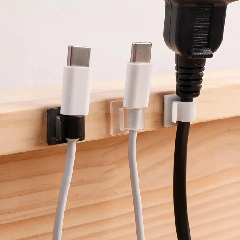 Organizador de cables, Clips para cables, gestión de abrazaderas, soporte para cables, carga USB, línea de datos, bobinadora, pegatina de pared de escritorio montada