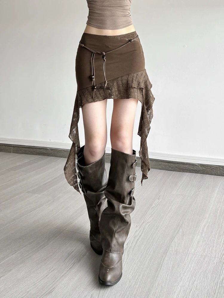 

Weird Puss Street Свободная юбка с бахромой, женская юбка из полиэстера и спандекса с высокой талией, юбка для горячих девушек