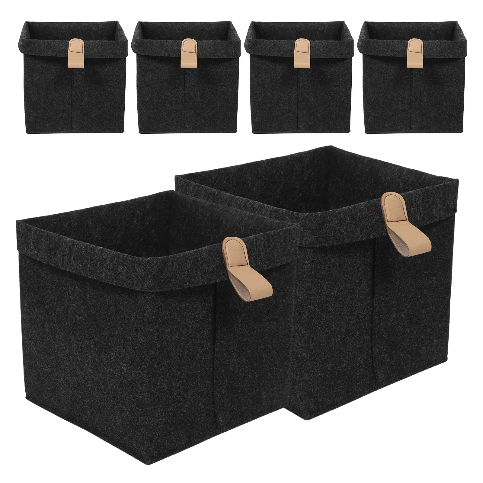 

6Pcs Foldable Cloth Storage Cubes Felt Organizer Bins with Handles for Clothing Books Accessories Nursery Room Office Use Dark