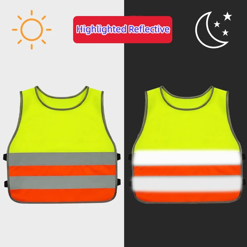 Children\'s Splicing Reflective Clothing Fluorescent Vest Safety Reflective Clothing Primary School Traffic Safety Activity Vest