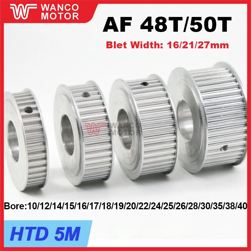 HTD 5M 48Teeth 50Teeth Timing Pulley AF Type 5M Synchronous Wheel for Belt Width 15/20/25mm Hole Diameter 10mm-40mm