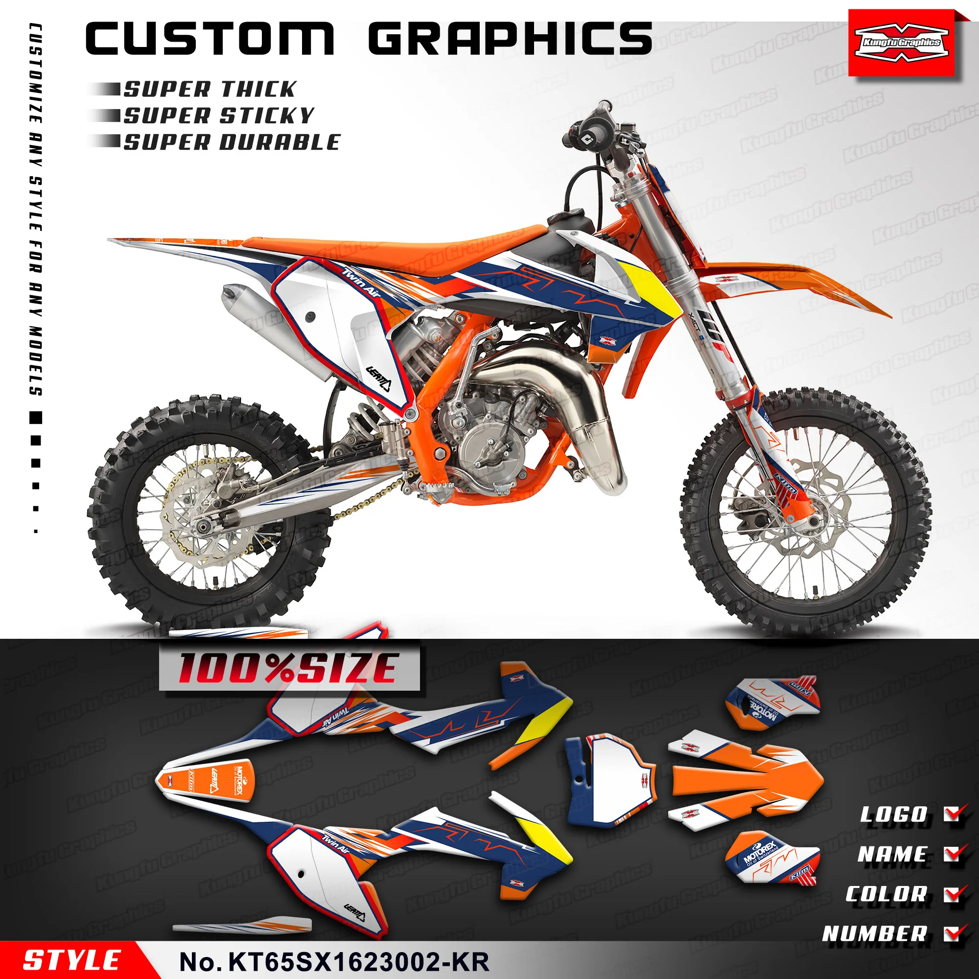 

Racing Graphics Stickers Set for KTM SX 65 2016 2017 2018 2019 2020 2021 2022 2023, KT65SX1623002-KR